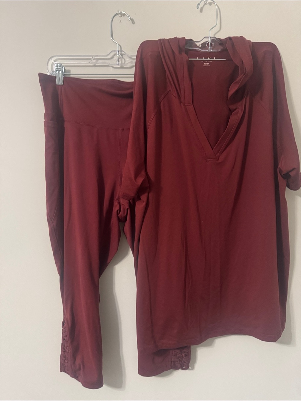 Livi Active Women's Burgundy Two-Piece Active Set - Hooded Top & Leggings